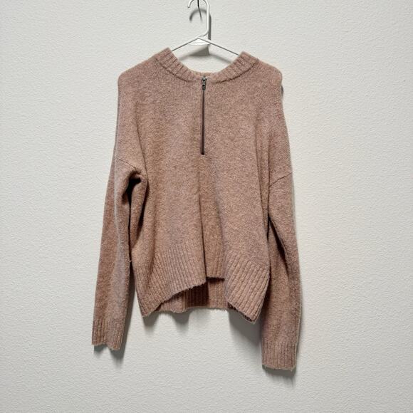 Madewell Half-Zip Popover Sweater Size Small Blush Pink Cozy Knit - Picture 2 of 7